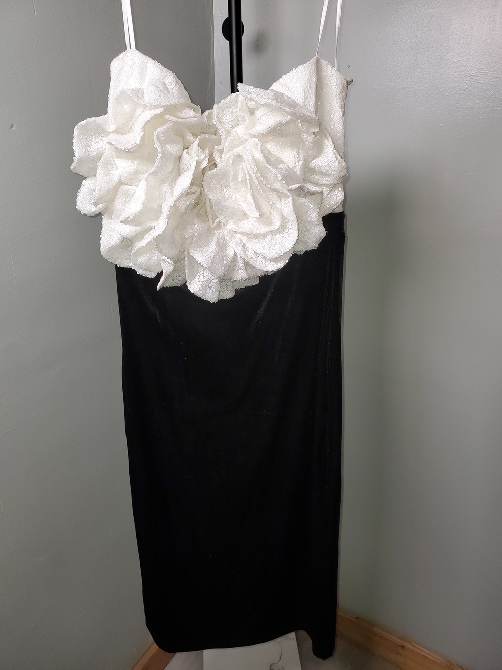 Fashion Nova Black Dress with White Floral Bust